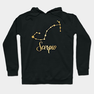 Scorpio Zodiac Constellation in Gold - Black Hoodie